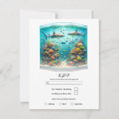 サメと魚のアクアティック水彩アクアリウムRSVP 招待状 (正面)