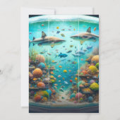サメと魚のアクアティック水彩水族館ウェディング 招待状 (裏面)