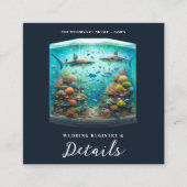 サメと魚水中競技水彩水槽結婚の スクエア名刺 (正面)