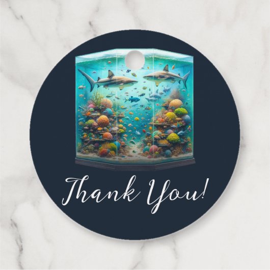サメと魚水中競技水彩水槽結婚の フェイバータグ (裏面)