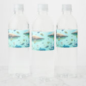 サメと魚水中競技水彩水槽結婚の ペットボトルラベル (ボトル)