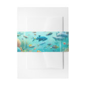 サメと魚水中競技水彩水槽結婚の 招待状ベリーバンド (正面例)