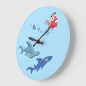 サメと魚 ラージ壁時計 (傾斜)