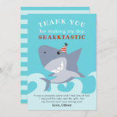 サメにゅるん！サメのお魚の誕生日パーティー サンキューカード (正面/裏面)