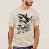 サメに乗った自転車・ランドシャークアタックTシャツ・アブス Tシャツ (正面)