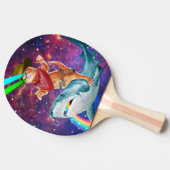 サメに乗るキャットカウボーイが虹を見た 卓球ラケット (横)