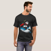 サメに乗るパンダ Tシャツ (正面フル)