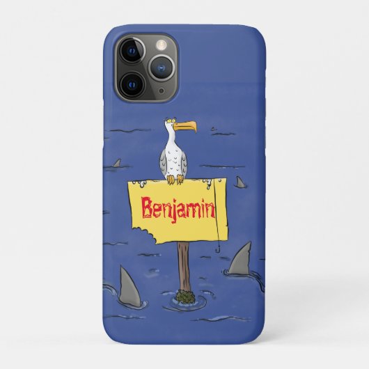 サメに囲まれた面白い海鳥の漫画 Case-Mate iPhoneケース (裏)