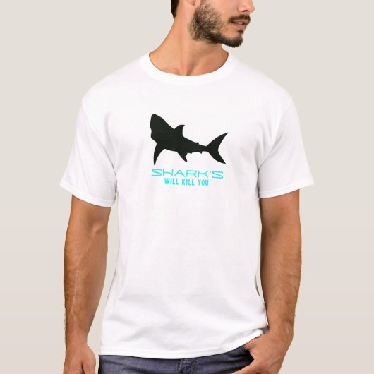 サメに殺される引用文 Tシャツ (正面)