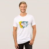 サメに襲われた! トライブレンドTシャツ (正面全面)