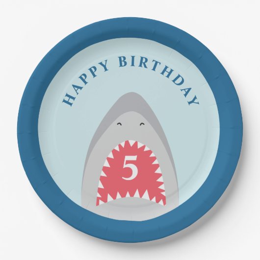サメのお誕生日パーティー ペーパープレート (正面)