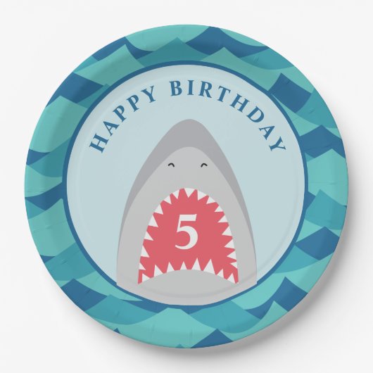 サメのお誕生日パーティー ペーパープレート (正面)