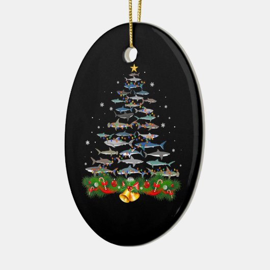 サメのクリスマスツリーサメ愛好家が男性に贈り物 セラミックオーナメント (左)