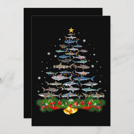 サメのクリスマスツリーサメ愛好家が男性に贈り物 セーブザデート (正面/裏面)