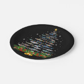 サメのクリスマスツリーサメ愛好家が男性に贈り物 ペーパープレート (アングル)