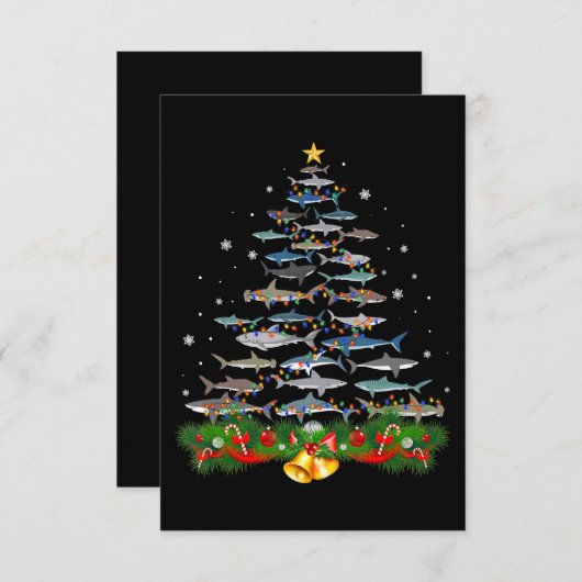 サメのクリスマスツリーサメ愛好家の男性の女性のギフト サンキューカード (正面/裏面)