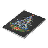 サメのクリスマスツリーサメ愛好家の男性の女性のギフト ノートパッド (回転)