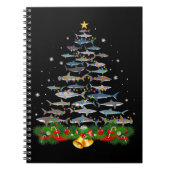 サメのクリスマスツリーサメ愛好家の男性の女性のギフト ノートブック (正面)