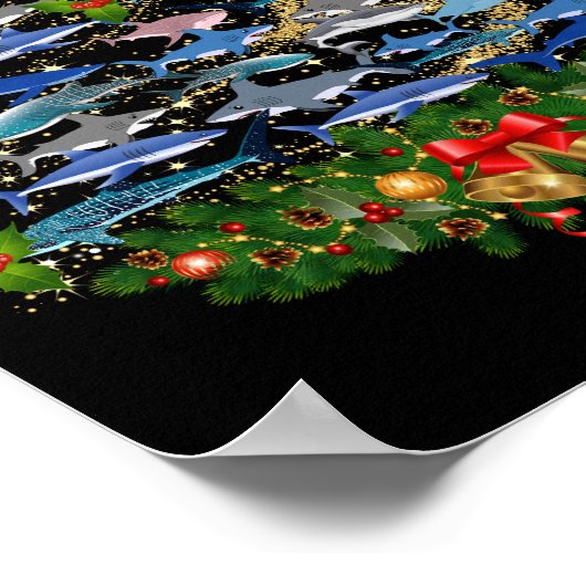 サメのクリスマスツリーサメ愛好家の男性の女性のギフト ポスター (角)