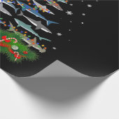 サメのクリスマスツリーサメ愛好家の男性の女性のギフト ラッピングペーパー (角)