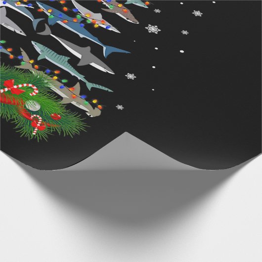 サメのクリスマスツリーサメ愛好家の男性の女性のギフト ラッピングペーパー (角)