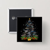 サメのクリスマスツリーサメ愛好家の男性の女性のギフト 缶バッジ (正面&裏面)