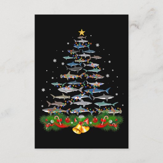 サメのクリスマスツリーサメ愛好家ギフト エンクロージャーカード (正面)