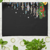 サメのクリスマスツリーサメ愛好家ギフト キッチンタオル (折り畳み)