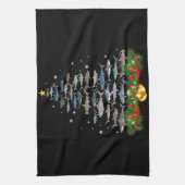 サメのクリスマスツリーサメ愛好家ギフト キッチンタオル (縦)