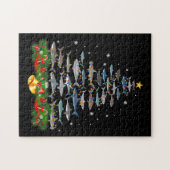 サメのクリスマスツリーサメ愛好家ギフト ジグソーパズル (横)