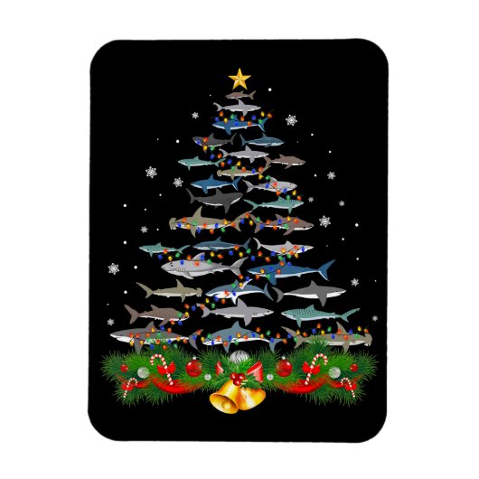 サメのクリスマスツリーサメ愛好家ギフト マグネット (縦)