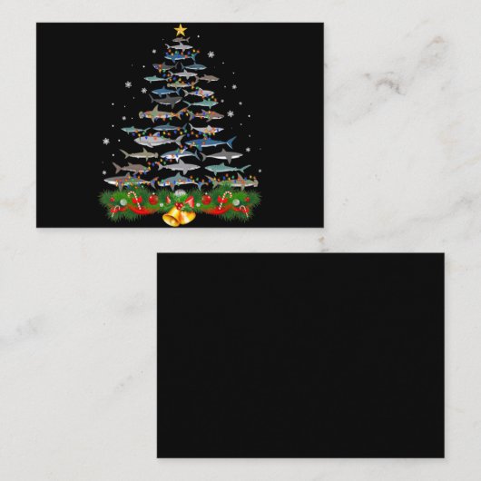 サメのクリスマスツリーサメ愛好家ギフト 名刺 (正面/裏面)