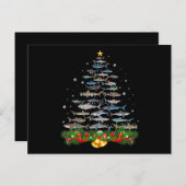 サメのクリスマスツリー サメ愛好家のギフト 案内ポストカード (正面/裏面)