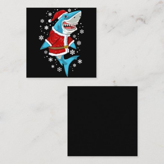 サメのクリスマスプレゼント,サンタの贈り物 スクエア名刺 (正面/裏面)