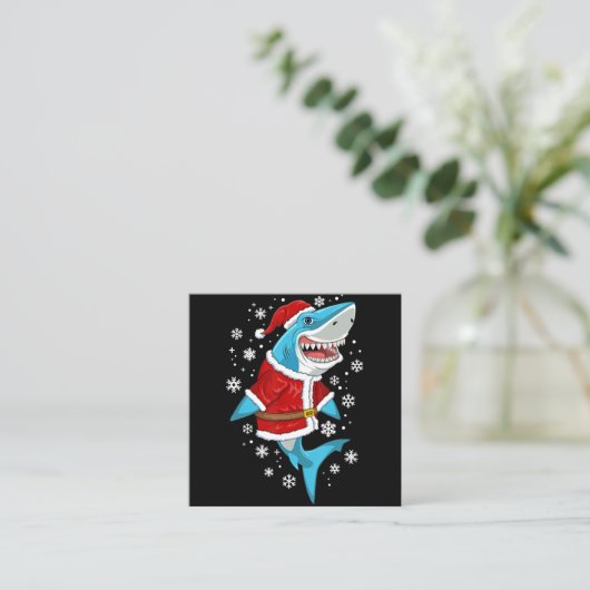 サメのクリスマスプレゼント,サンタの贈り物 スクエア名刺 (スタンド正面)