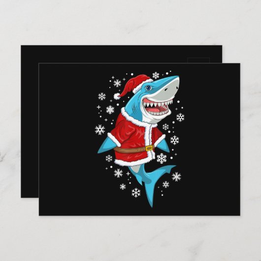 サメのクリスマスプレゼント，サンタの贈り物 案内ポストカード (正面/裏面)