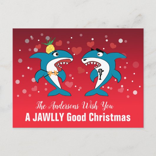 サメのクリスマス シーズンポストカード (正面)