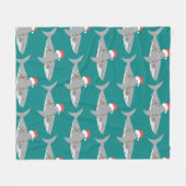 サメのクリスマス フリースブランケット (正面(横))