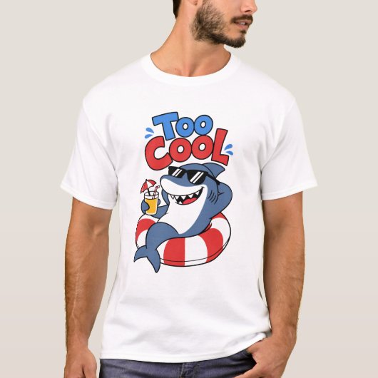 サメのサングラス 夏 カートゥーン Tシャツ (正面)