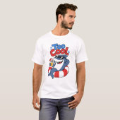 サメのサングラス 夏 カートゥーン Tシャツ (正面フル)
