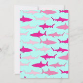 サメのシルエットが可愛い子供の1歳誕生日パーティー ピンク 招待状 (裏面)