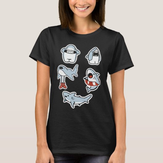 サメのセットのデジタルデザイン Tシャツ (正面)