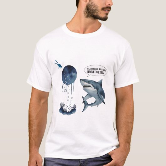 サメのダイバーお昼 ? Tシャツ (正面)