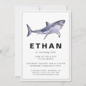 サメのテーマの誕生日パーティー招待状 招待状 (正面)