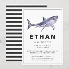 サメのテーマの誕生日パーティー招待状 招待状