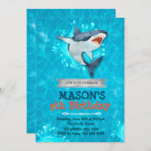 サメのテーマパーティーの招待 招待状 (正面/裏面)