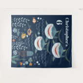 サメのテーマ DIY 年齢  underwater ワールド キッズ タペストリー (正面(横))