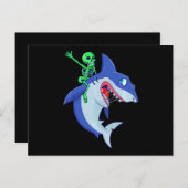 サメのハロウィンスケルトン乗りサメの恋人おもしろい 案内ポストカード (正面/裏面)