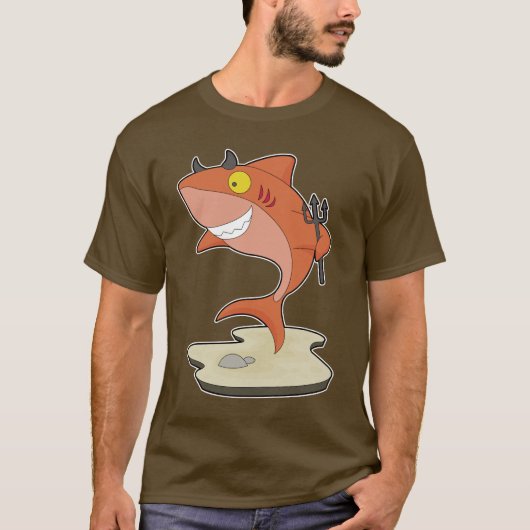サメのハロウィン悪魔 Tシャツ (正面)