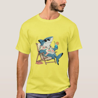サメのバケーション 楽しいTシャツ Tシャツ